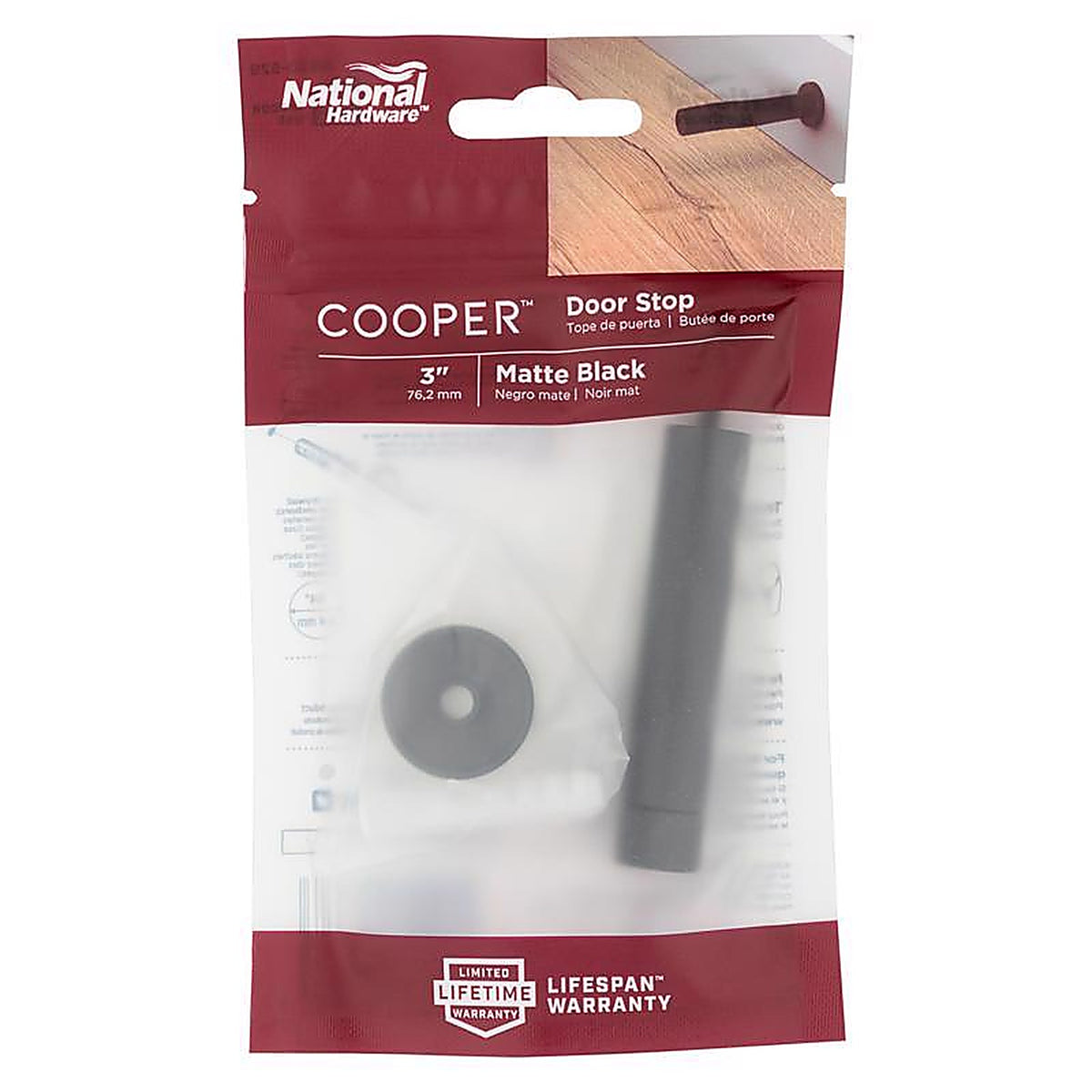 National Hardware N830-529 Cooper 1 in. W X 3 in. L Aluminum Matte Black Door Stop Mounts to door and wall