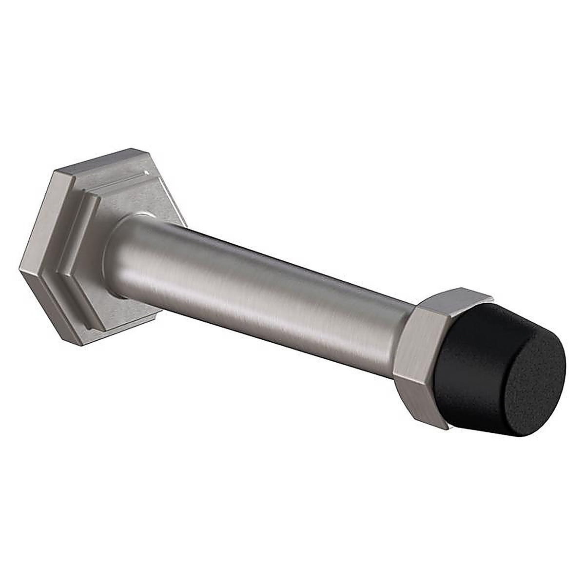 National Hardware - N830-531 - Powell 5/8 In. W X 3-19/32 In. L Zinc Satin Nickel Silver Door Stop Mounts to Wall