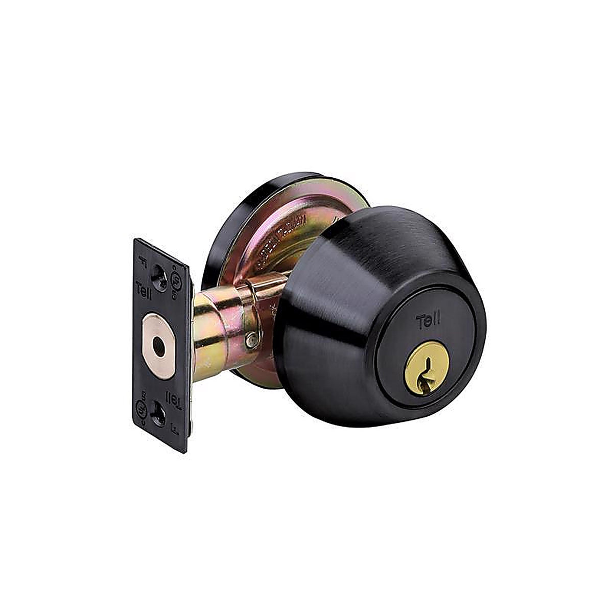 Tell Manufacturing CL102906 DB 2051 Matte Black Steel Entry Knob and Single Cylinder Deadbolt