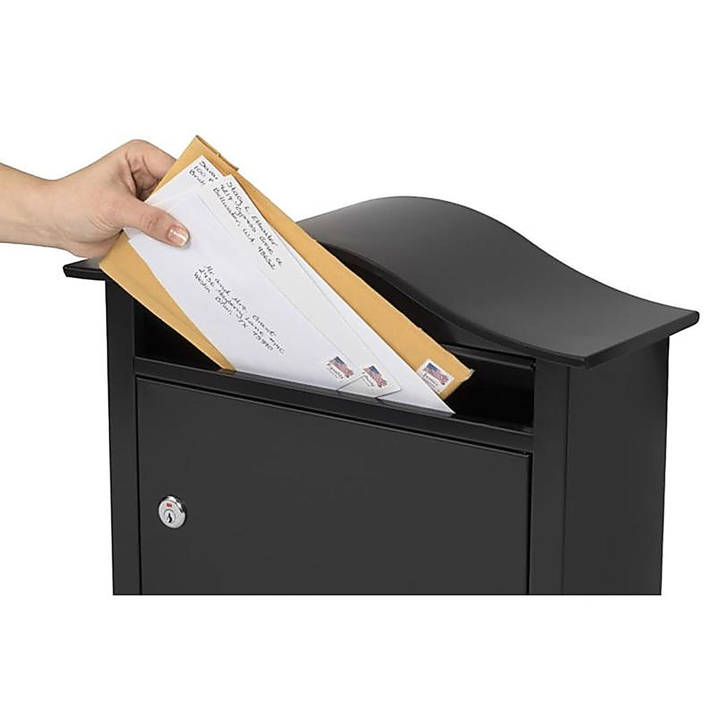 Architectural Mailboxes 2550B-10 The Saratoga Galvanized Steel Wall Mount Black Locking Mailbox