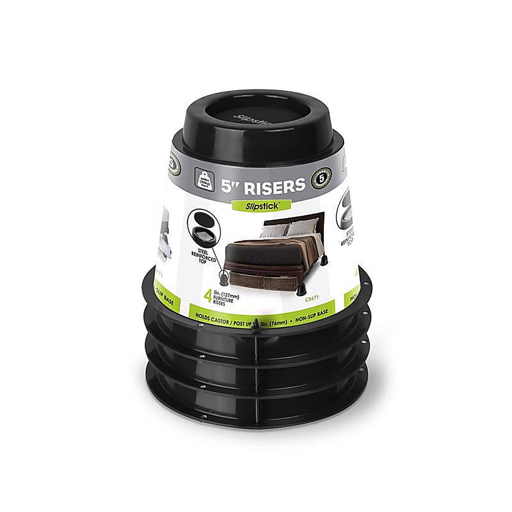 Slipstick - CB671 - Plastic Bed Risers Black Round 4 Pack