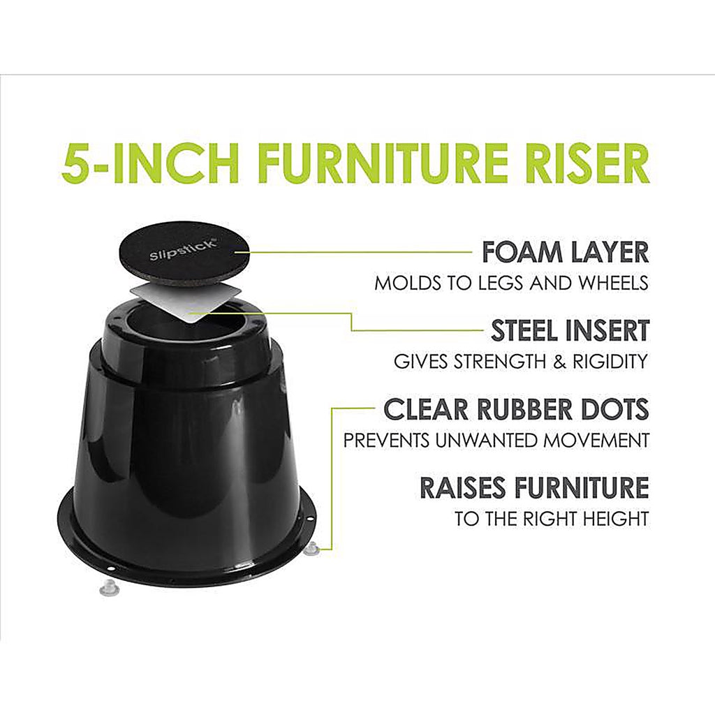 Slipstick - CB671 - Plastic Bed Risers Black Round 4 Pack
