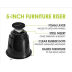 Slipstick - CB671 - Plastic Bed Risers Black Round 4 Pack