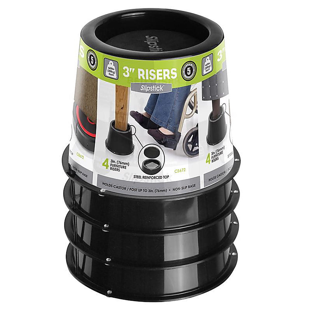 Slipstick - CB672 - Plastic Bed Risers Black Round 4 Pack