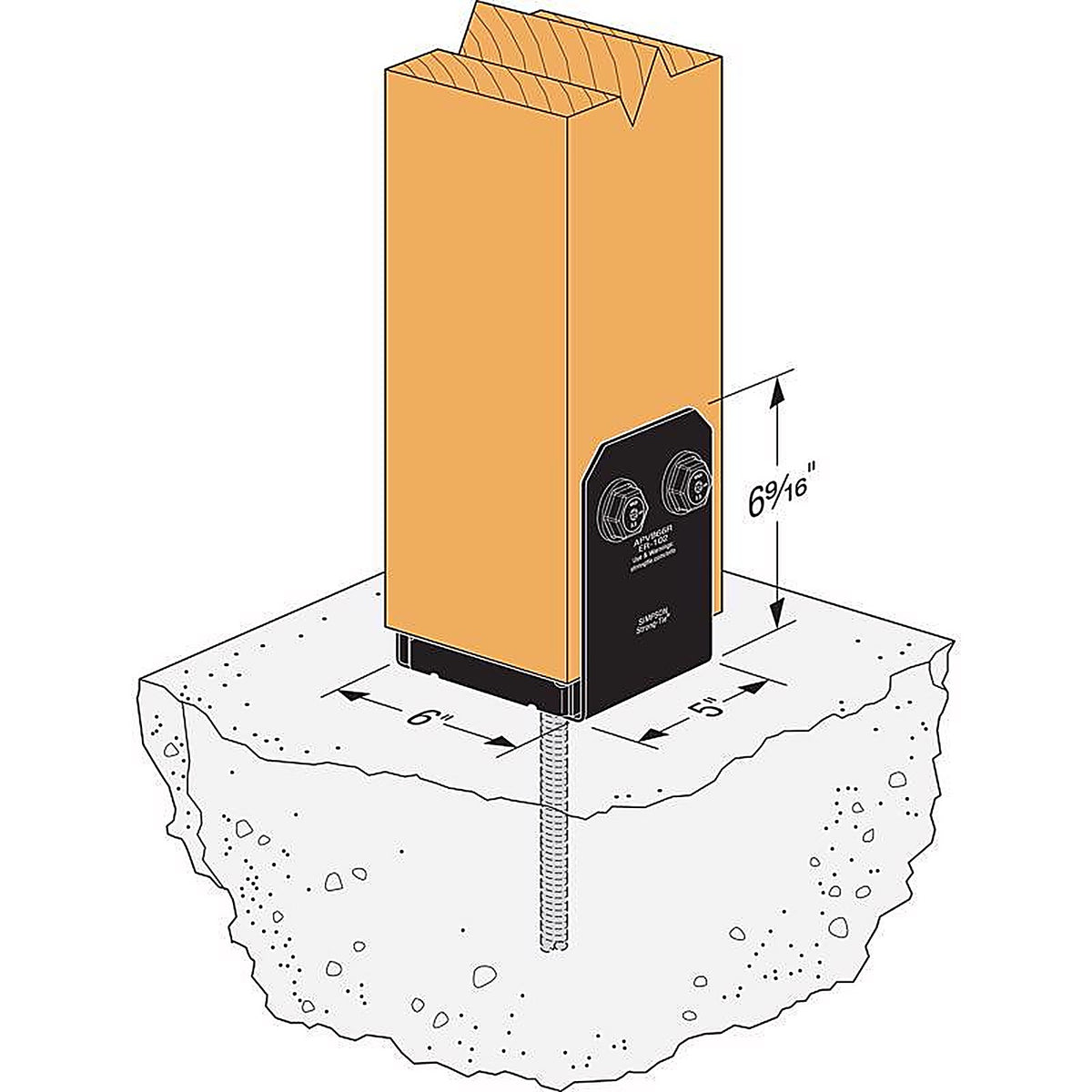 Simpson Strong-Tie - APVB66R - Avant 6.56 In. H X 6 In. W 12 Ga. Galvanized Steel Post Base Zmax