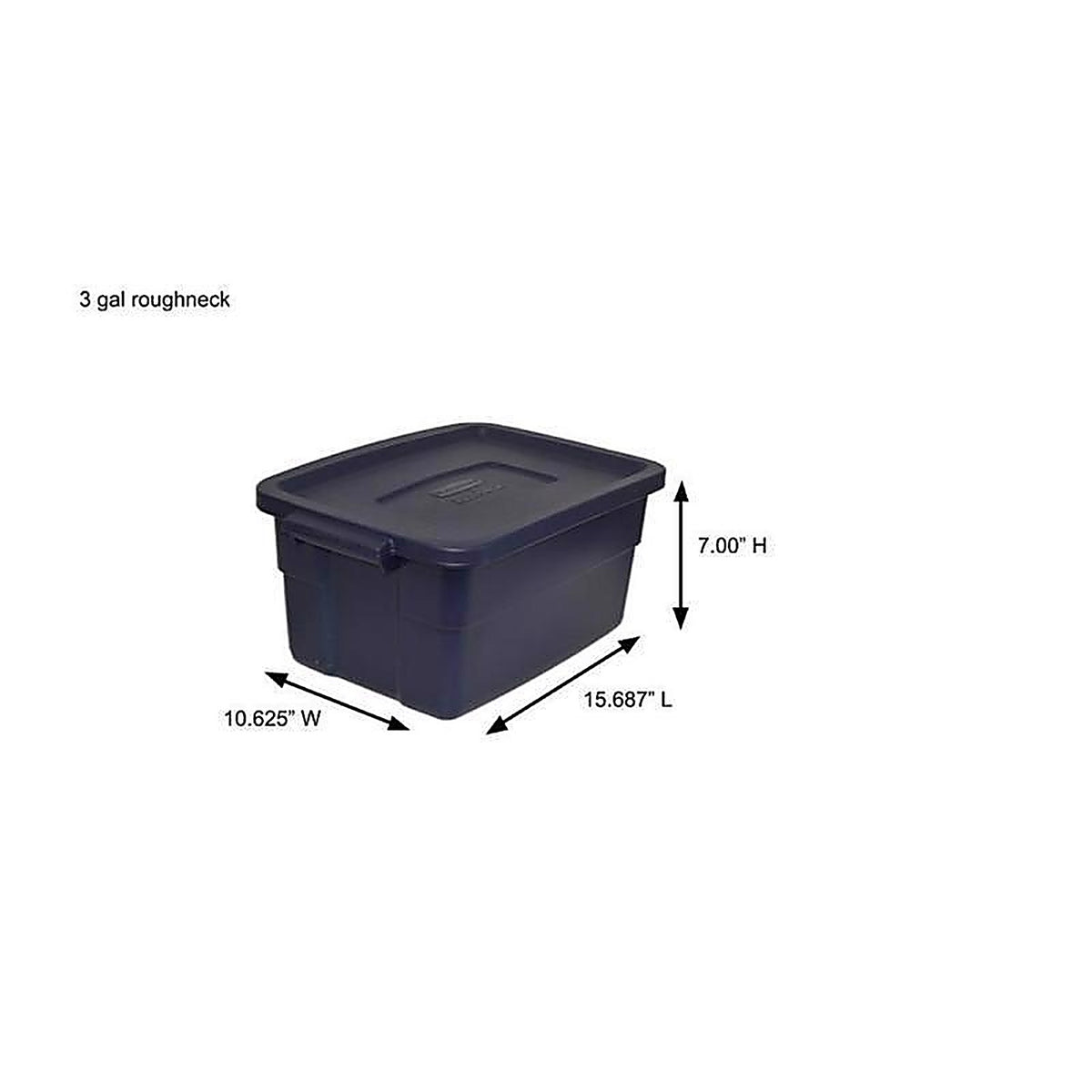 Rubbermaid RMRT030003 Roughneck 3 gal Navy Storage Box 7 in. H X 10.625 in. W X 15.687 in. D Stackable