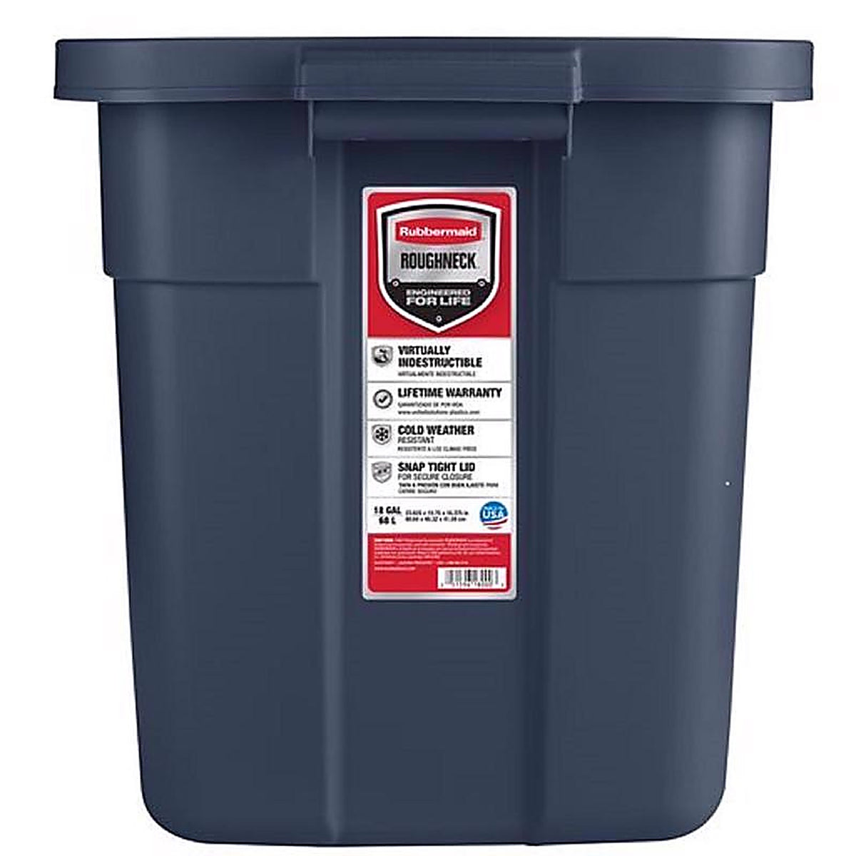 Rubbermaid RMRT180000 Roughneck 18 gal Navy Storage Box 16.375 in. H X 15.875 in. W X 23.875 in. D Stackable