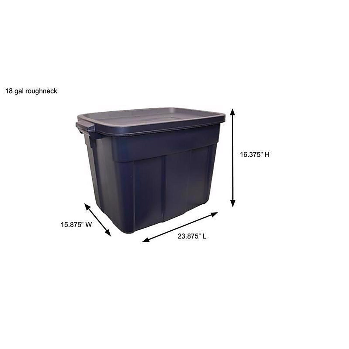 Rubbermaid RMRT180000 Roughneck 18 gal Navy Storage Box 16.375 in. H X 15.875 in. W X 23.875 in. D Stackable