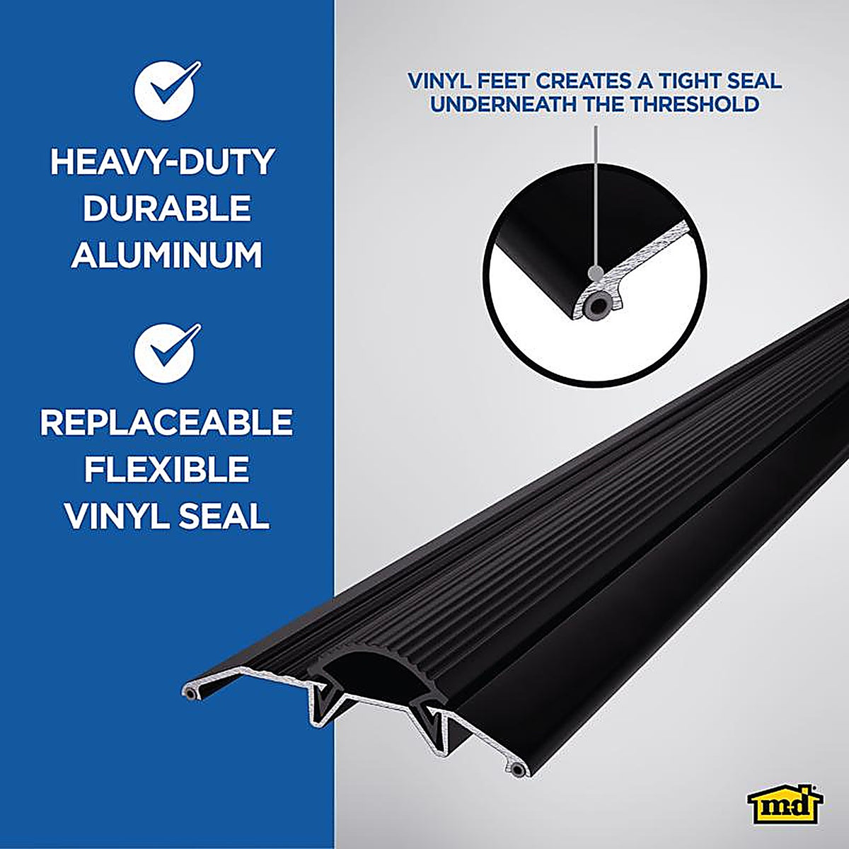 M-D 11821 0.5 in. H X 3.75 in. W X 36 in. L Mill Aluminum/Vinyl Deluxe Low Threshold Bla