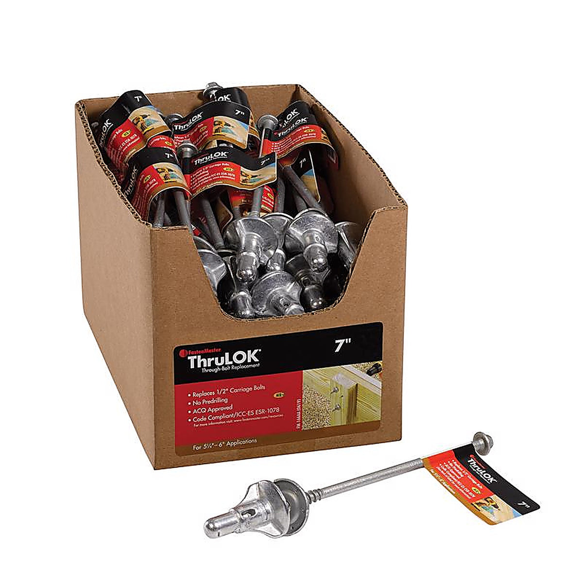 Fastenmaster - FMTHR007-INDY - Thrulok 1/2 In. X 7 In. L HEX Galvanized Steel Lag Screw 1 Pack