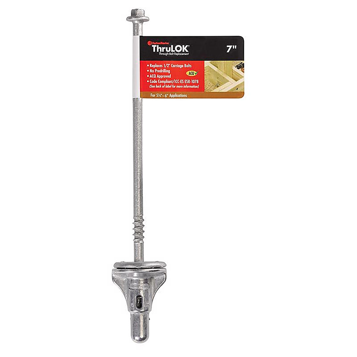 Fastenmaster - FMTHR007-INDY - Thrulok 1/2 In. X 7 In. L HEX Galvanized Steel Lag Screw 1 Pack