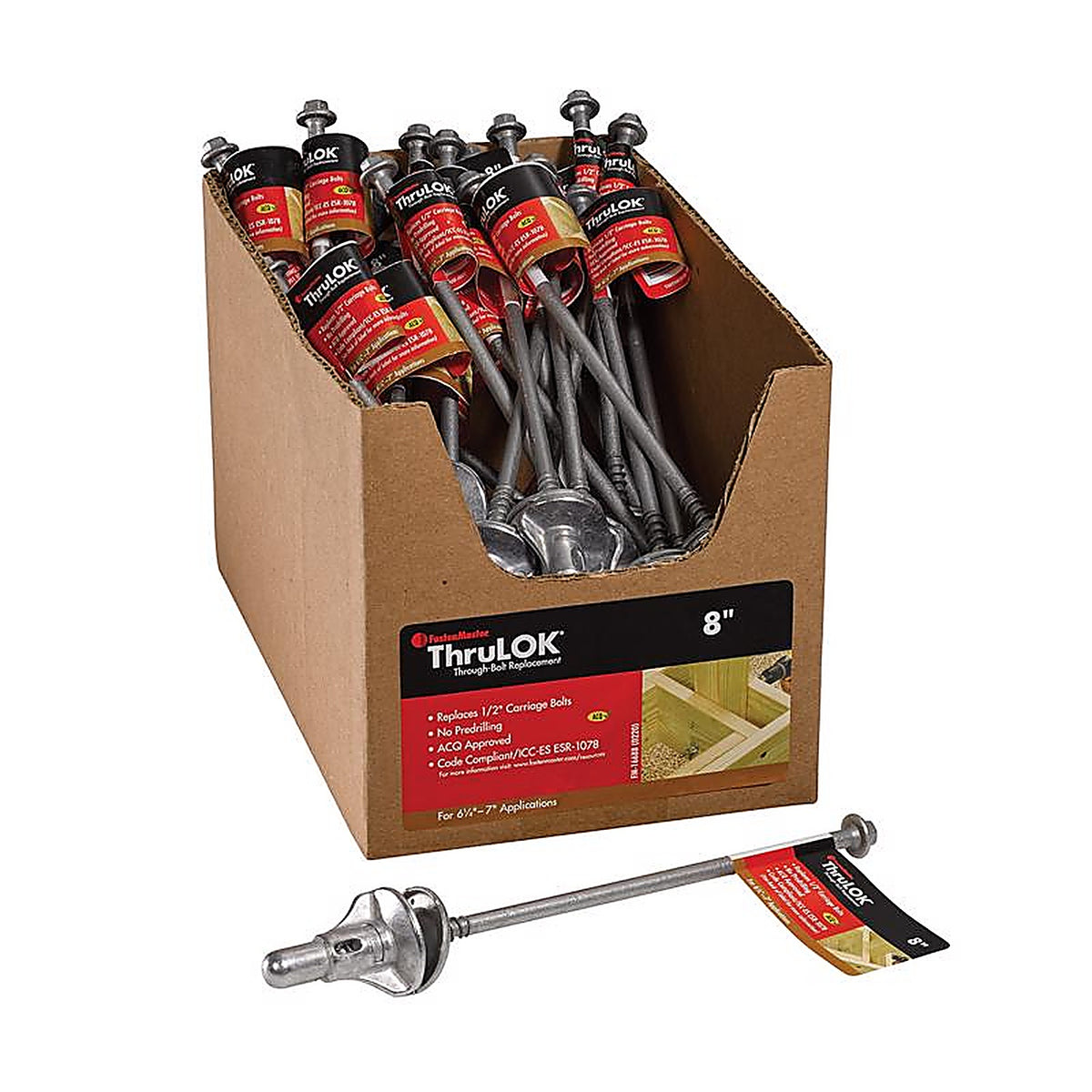 Fastenmaster - FMTHR008-INDY - Thrulok 1/2 In. X 8 In. L HEX Galvanized Steel Lag Screw 1 Pack