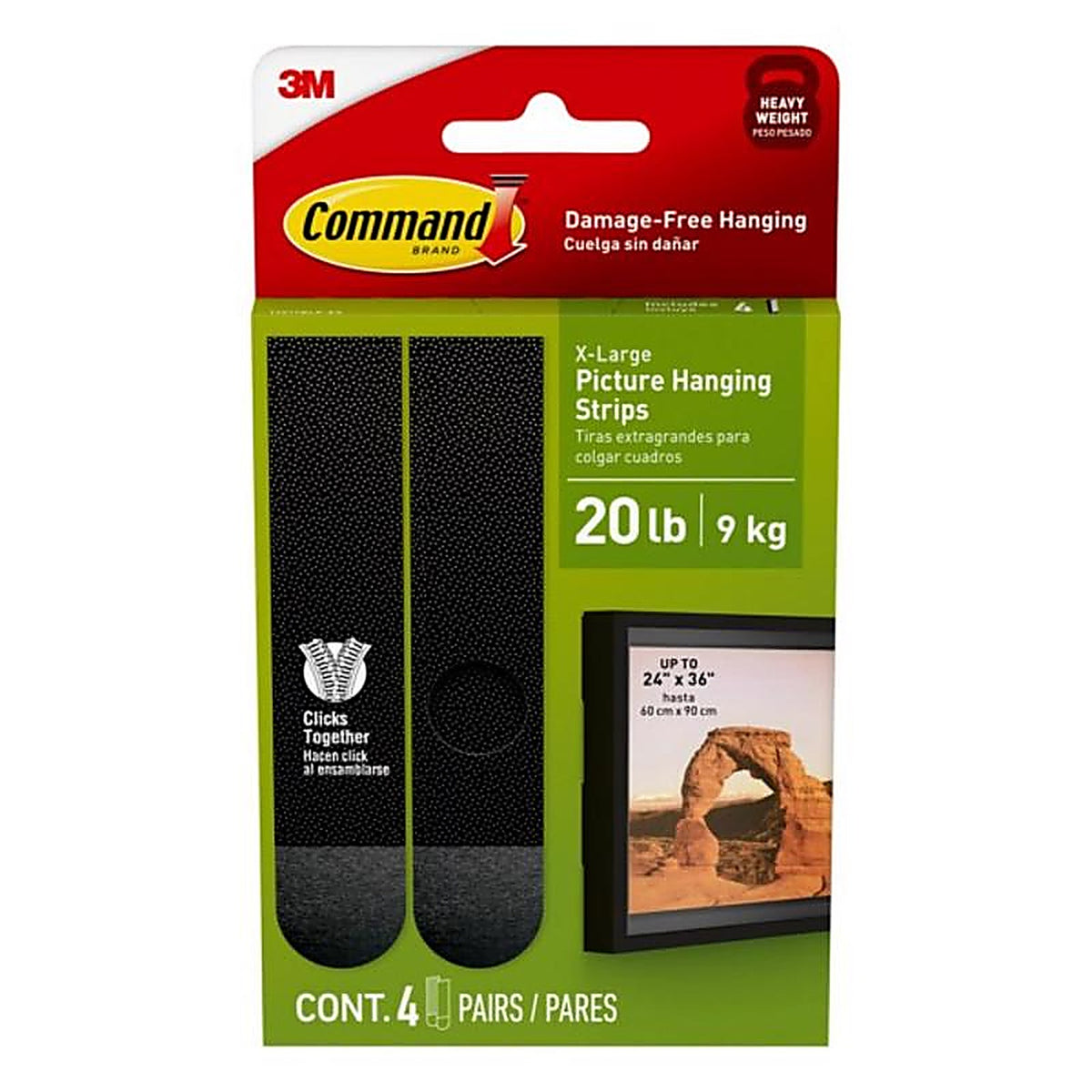 3M 17217BLK-ES Command Extra Large Foam Strips 36 in. L 4 pk
