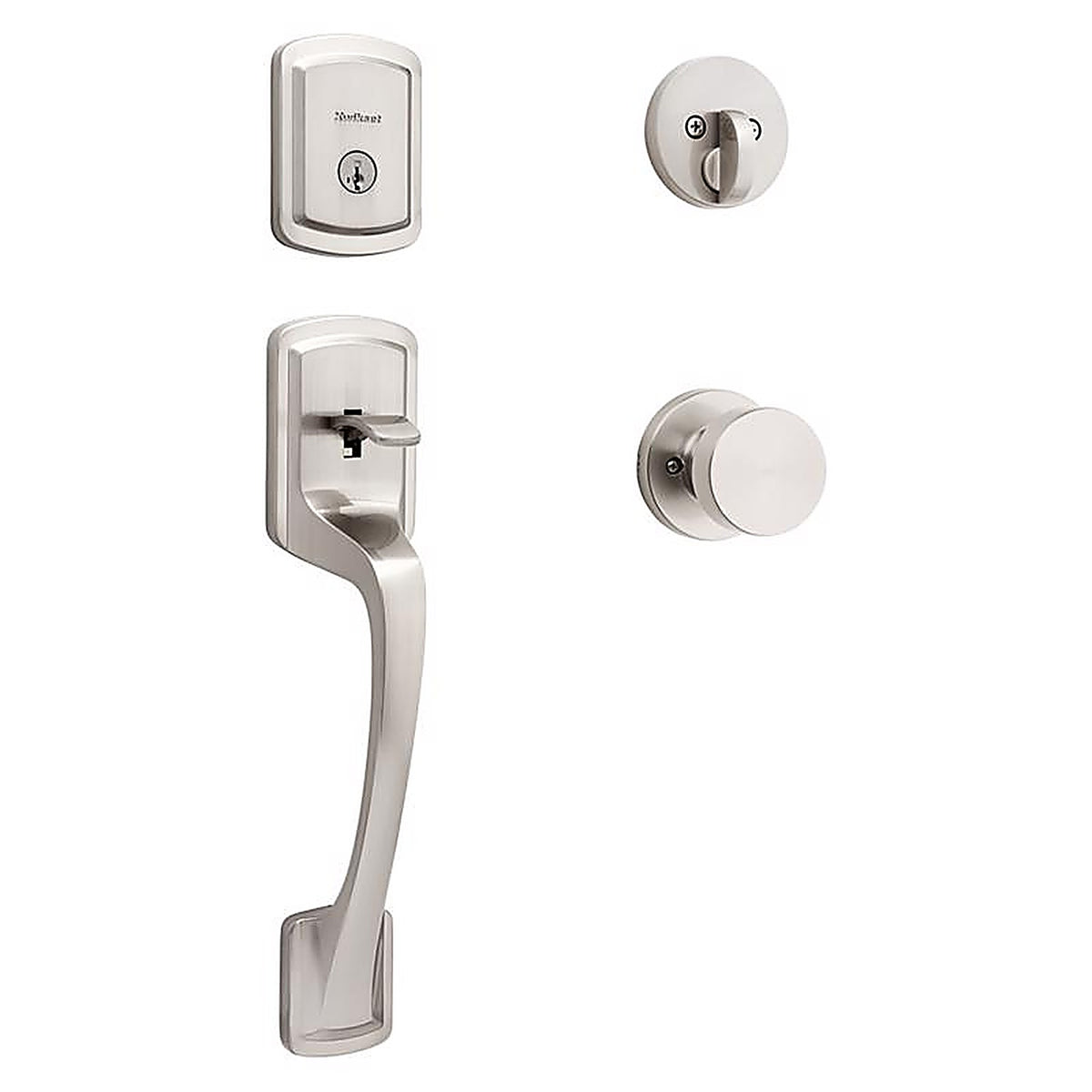 Kwikset - 98180-025 - Prague Satin Nickel Entry Handleset 1-3/4 In.