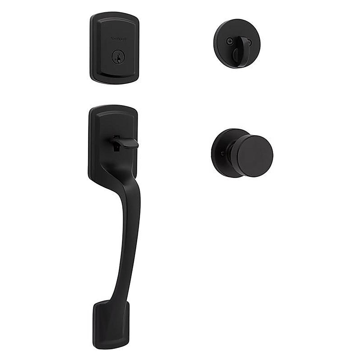 Kwikset - 98180-026 - Prague Matte Black Entry Handleset 1-3/4 In.