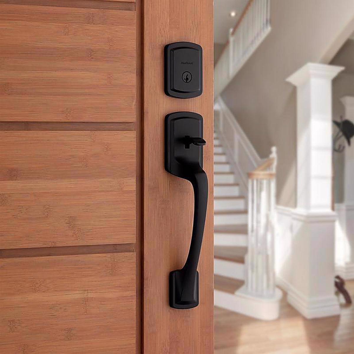 Kwikset - 98180-026 - Prague Matte Black Entry Handleset 1-3/4 In.