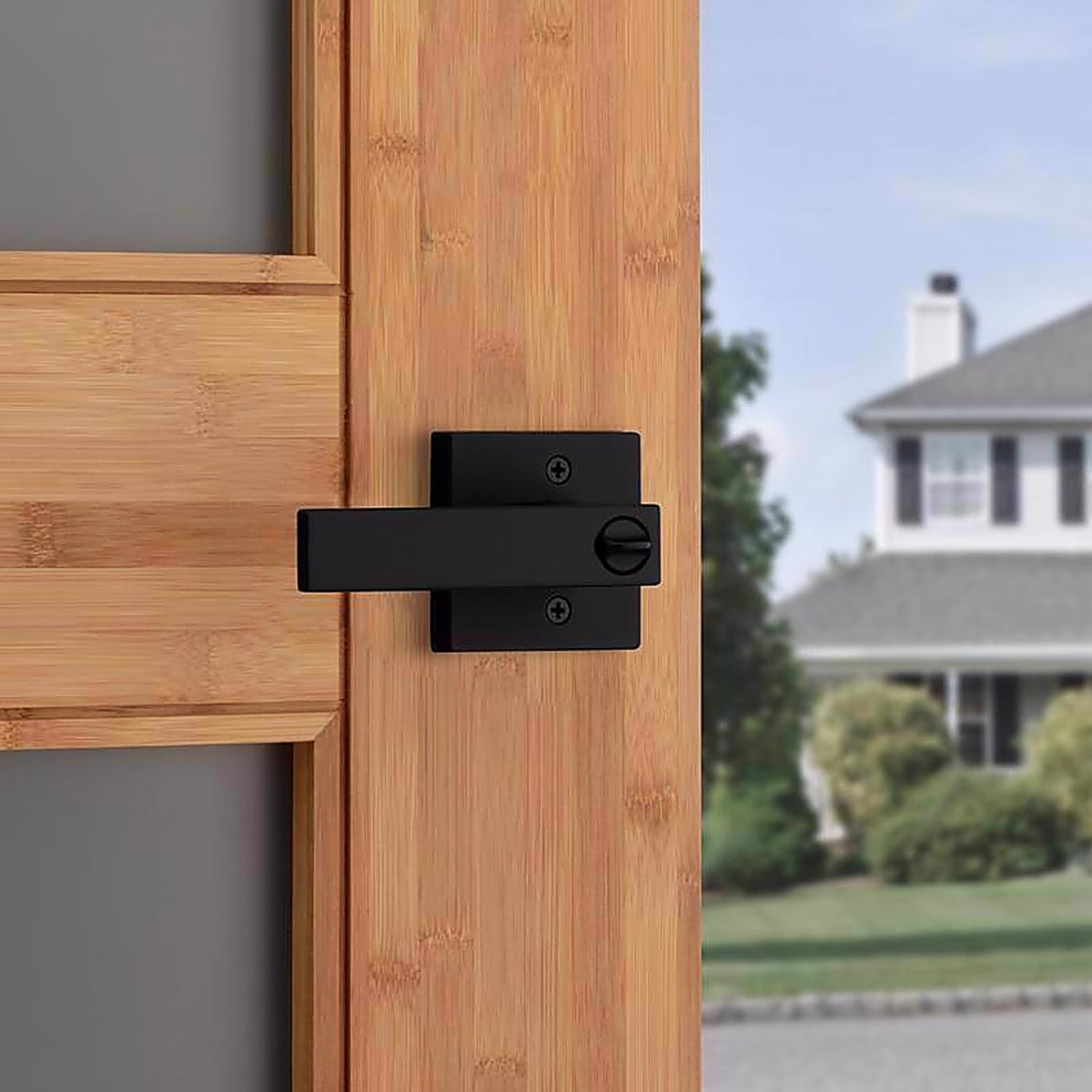 Kwikset - 97402-912 - Singapore Contemporary Matte Black Entry Door Knob 1-3/4 In.