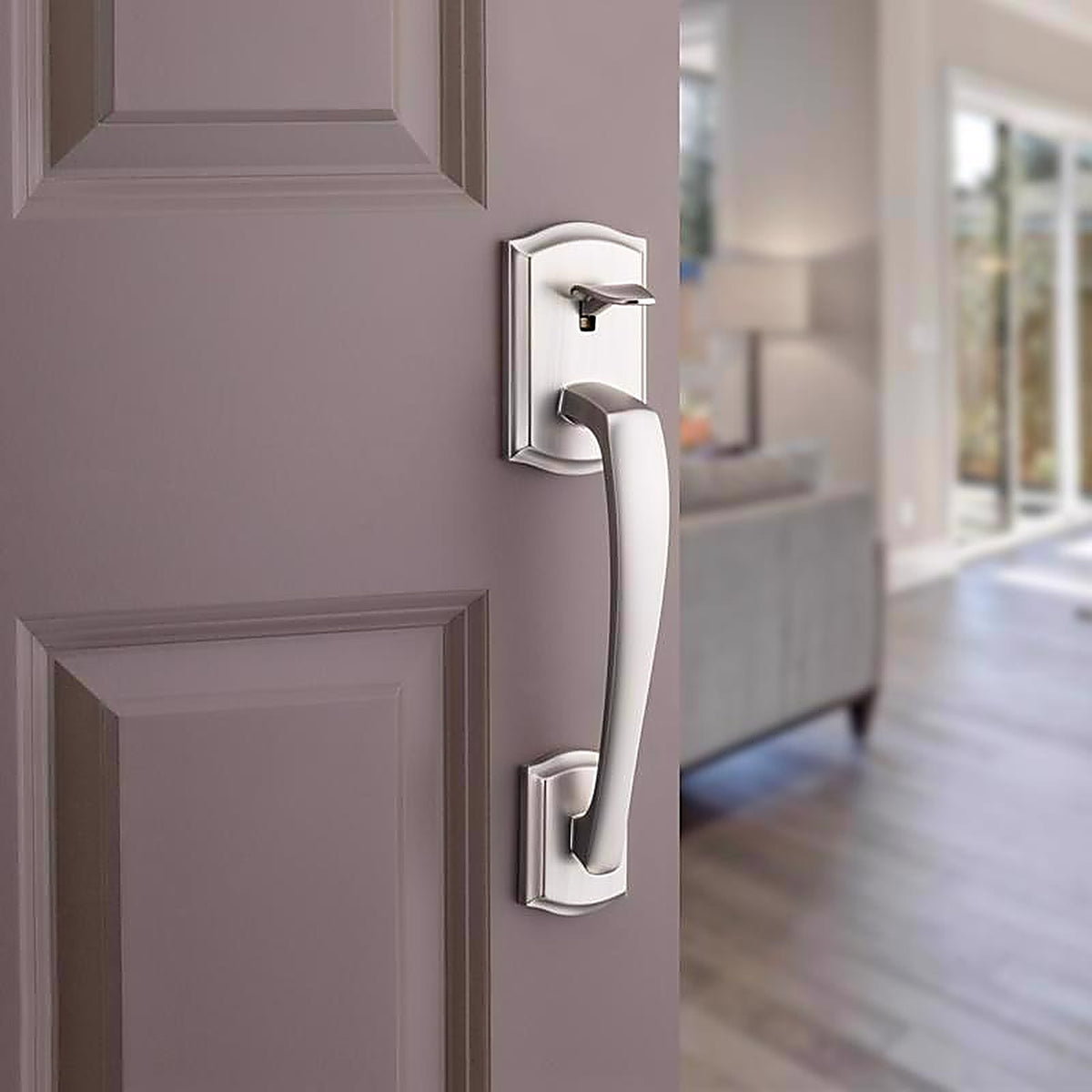 Kwikset - 98150-013 - Prescott Satin Nickel Entry Handleset 1-3/4 In.