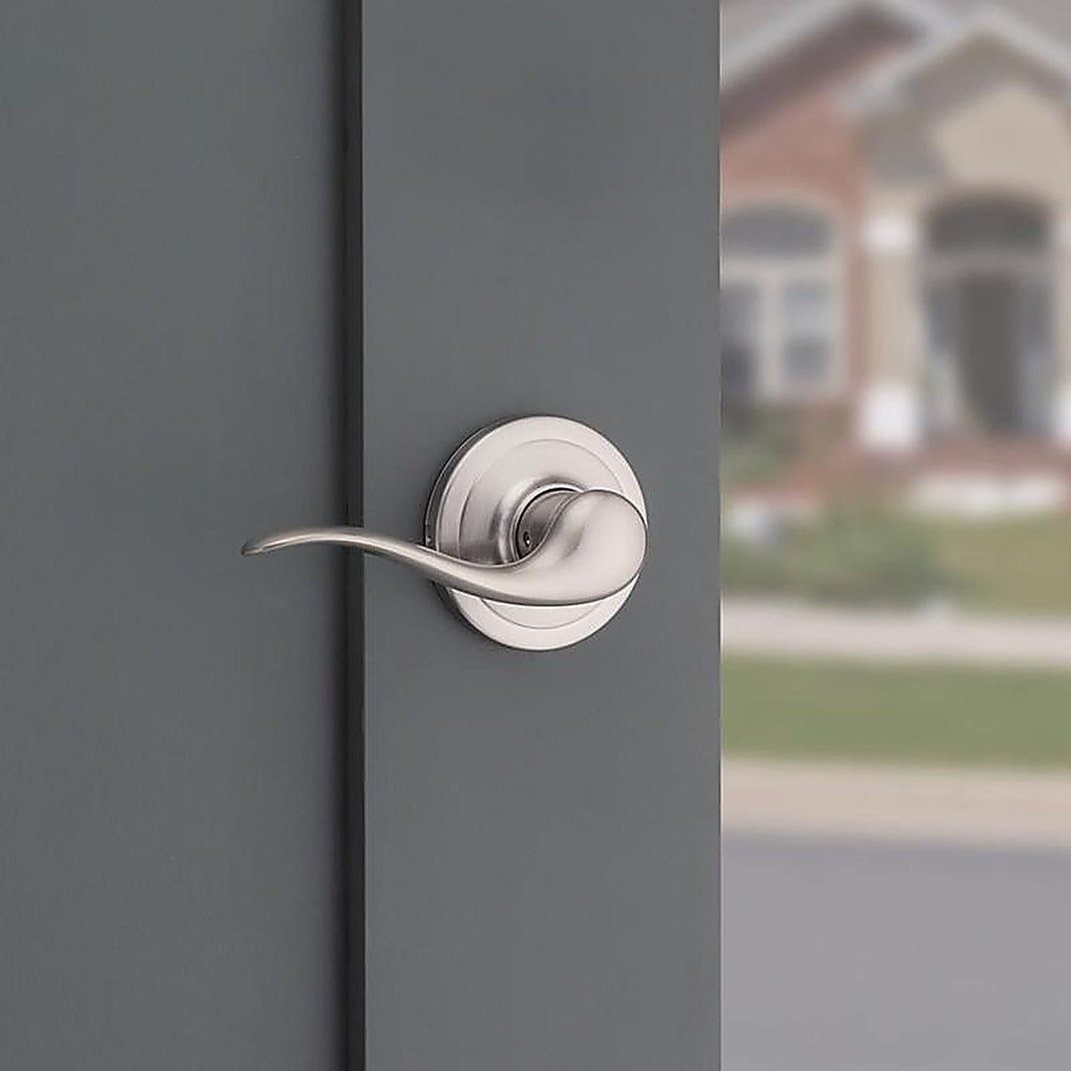 Kwikset - 98150-013 - Prescott Satin Nickel Entry Handleset 1-3/4 In.