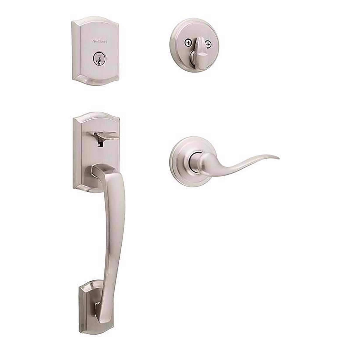 Kwikset - 98180-021 - Prescott Satin Nickel Entry Handleset 1-3/4 In.