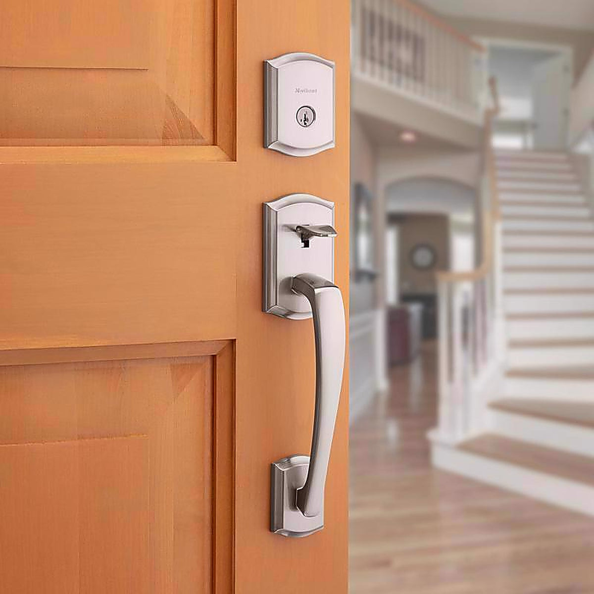Kwikset - 98180-021 - Prescott Satin Nickel Entry Handleset 1-3/4 In.