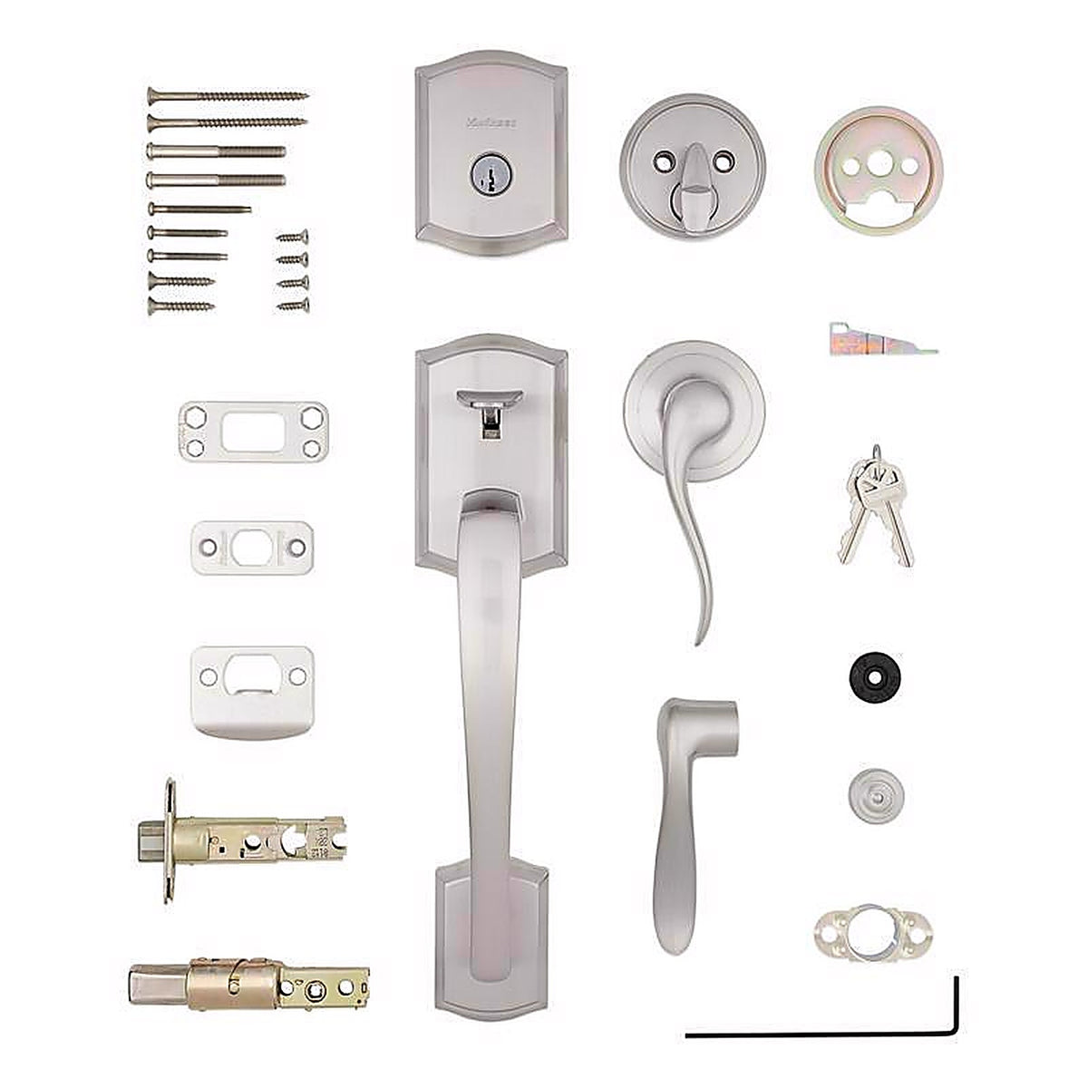 Kwikset - 98180-021 - Prescott Satin Nickel Entry Handleset 1-3/4 In.