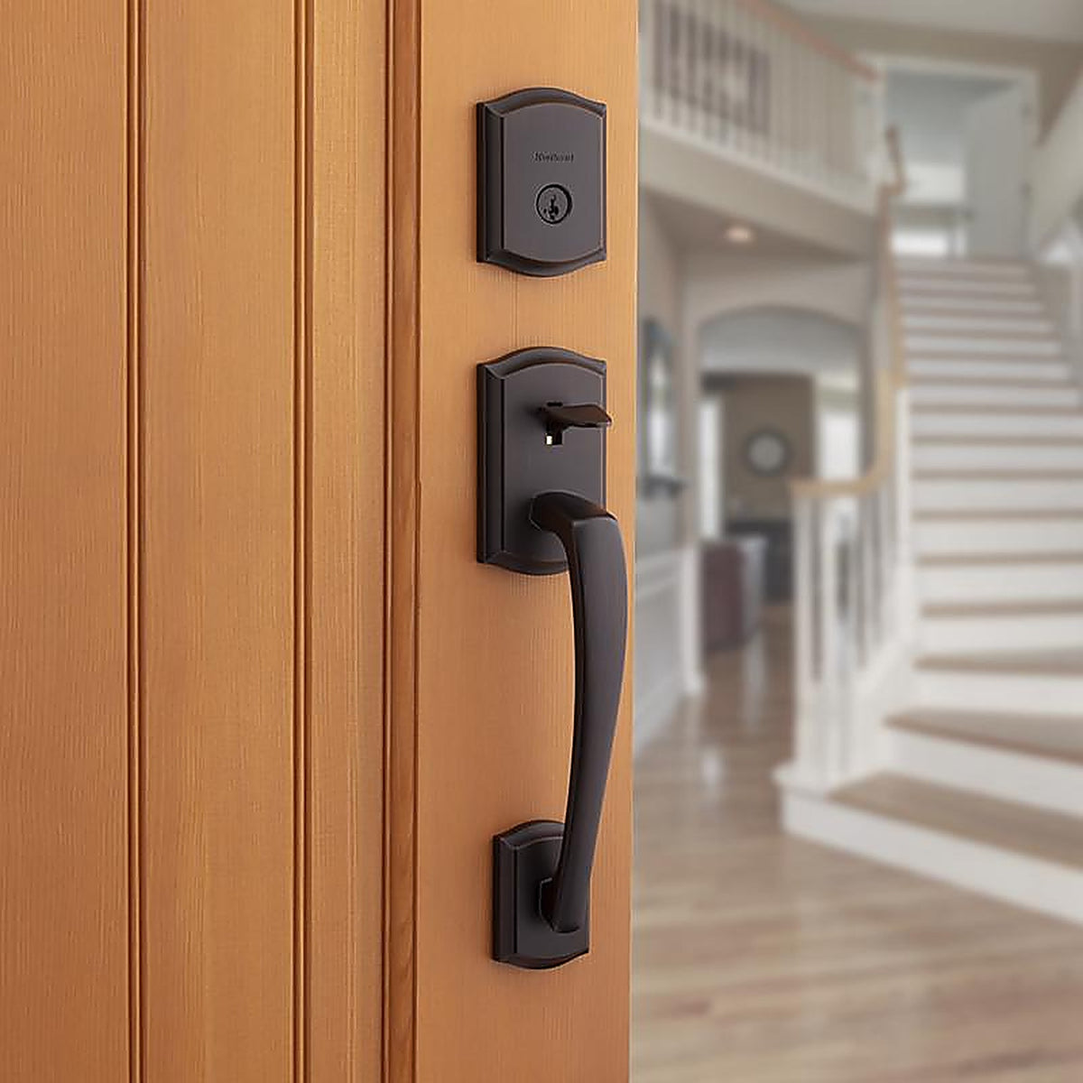 Kwikset - 98180-022 - Prescott Venetian Bronze Entry Handleset 1-3/4 In.