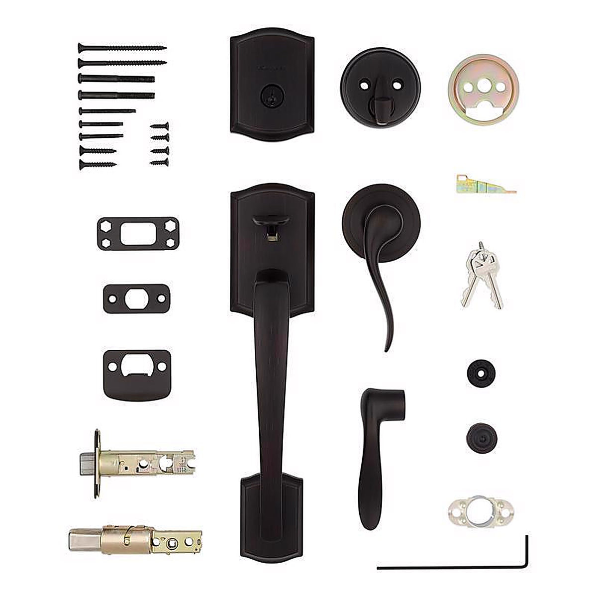 Kwikset - 98180-022 - Prescott Venetian Bronze Entry Handleset 1-3/4 In.