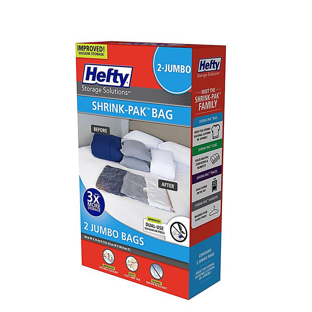 Hefty - HFTPDQ70484633 - Shrink-Pak Clear Jumbo Vacuum Cube Storage Bags