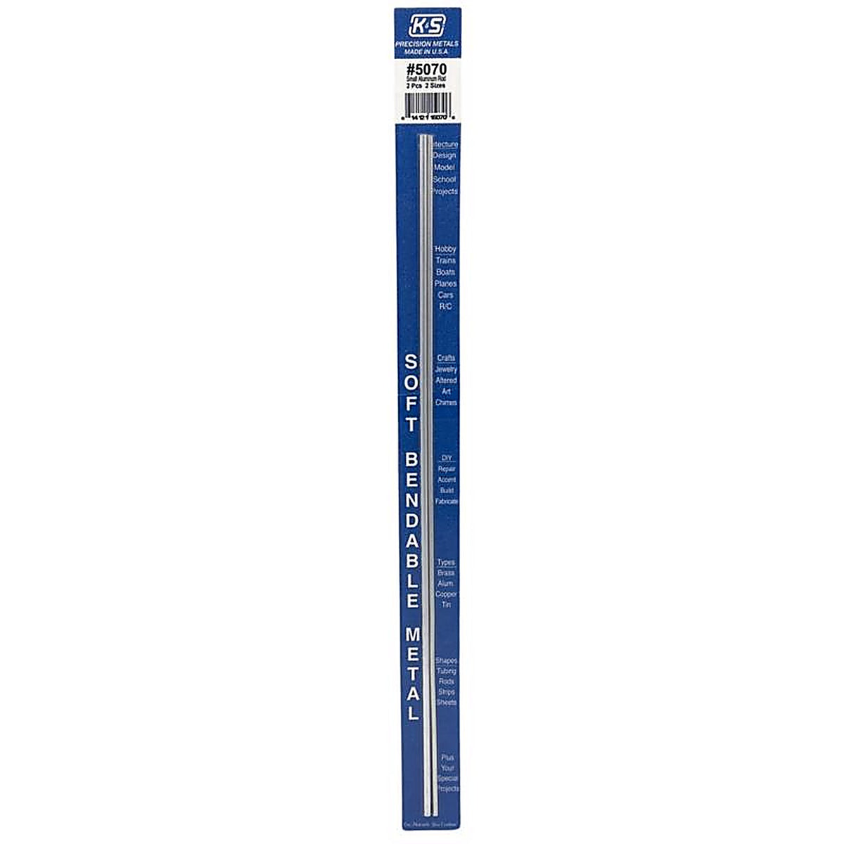 K&S - 5070 - 12 In. L X 3/32 and 1/8 In. D Aluminum Rod 2 Pack