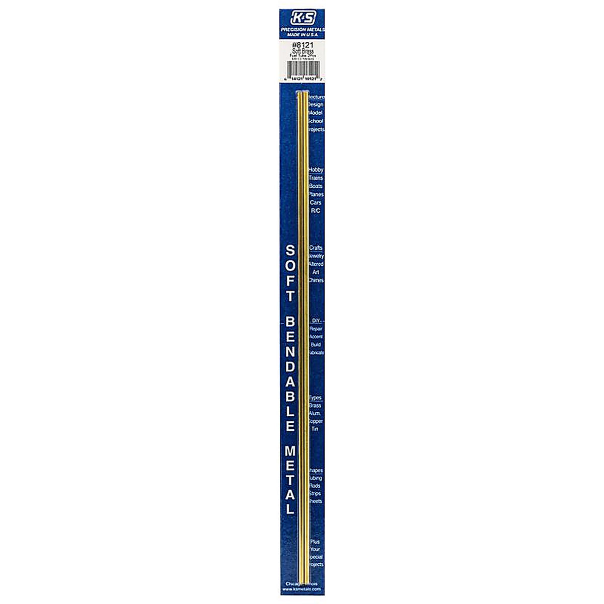 K&S - 8121 - 1/8 In. D X 12 In. L Round Brass Tube 2 Pack