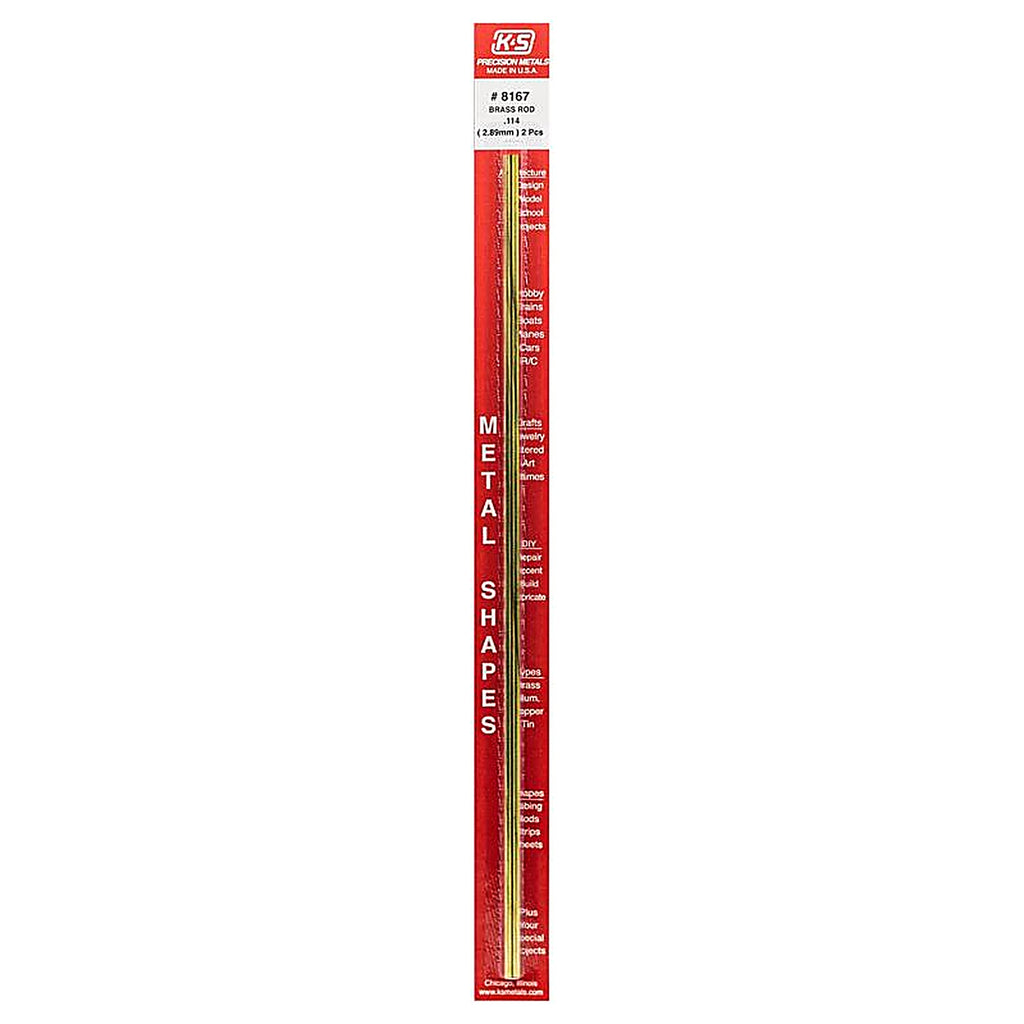 K&S - 8167 - 0.114 In. D X 12 In. L Brass Rod 2 Pack