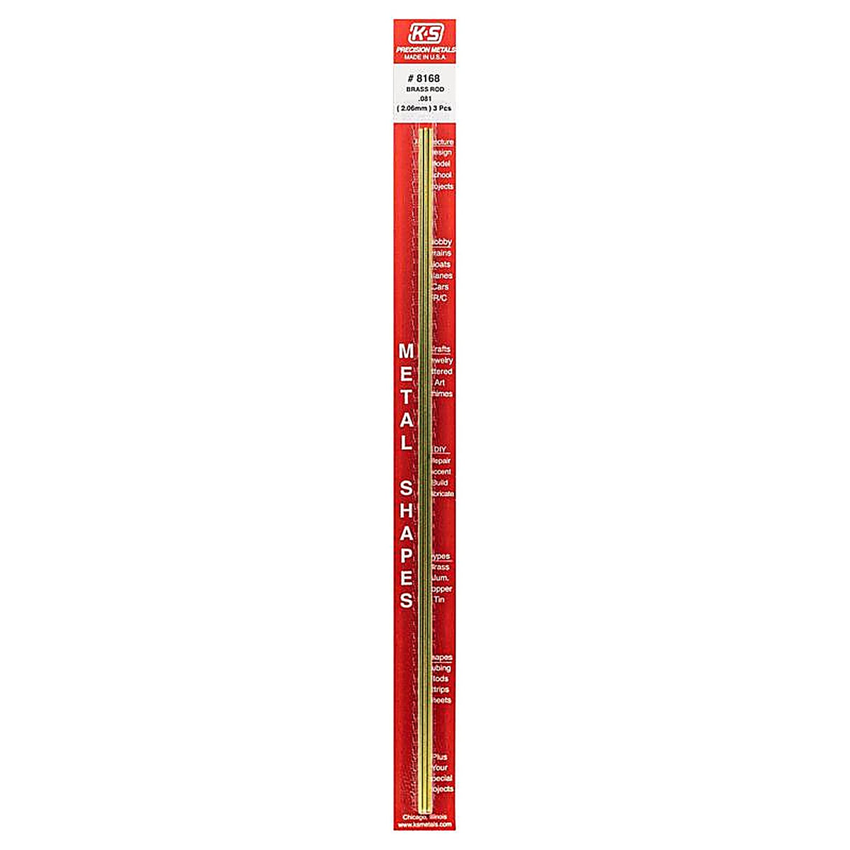 K&S - 8168 - 0.081 In. D X 12 In. L Brass Rod 3 Pack