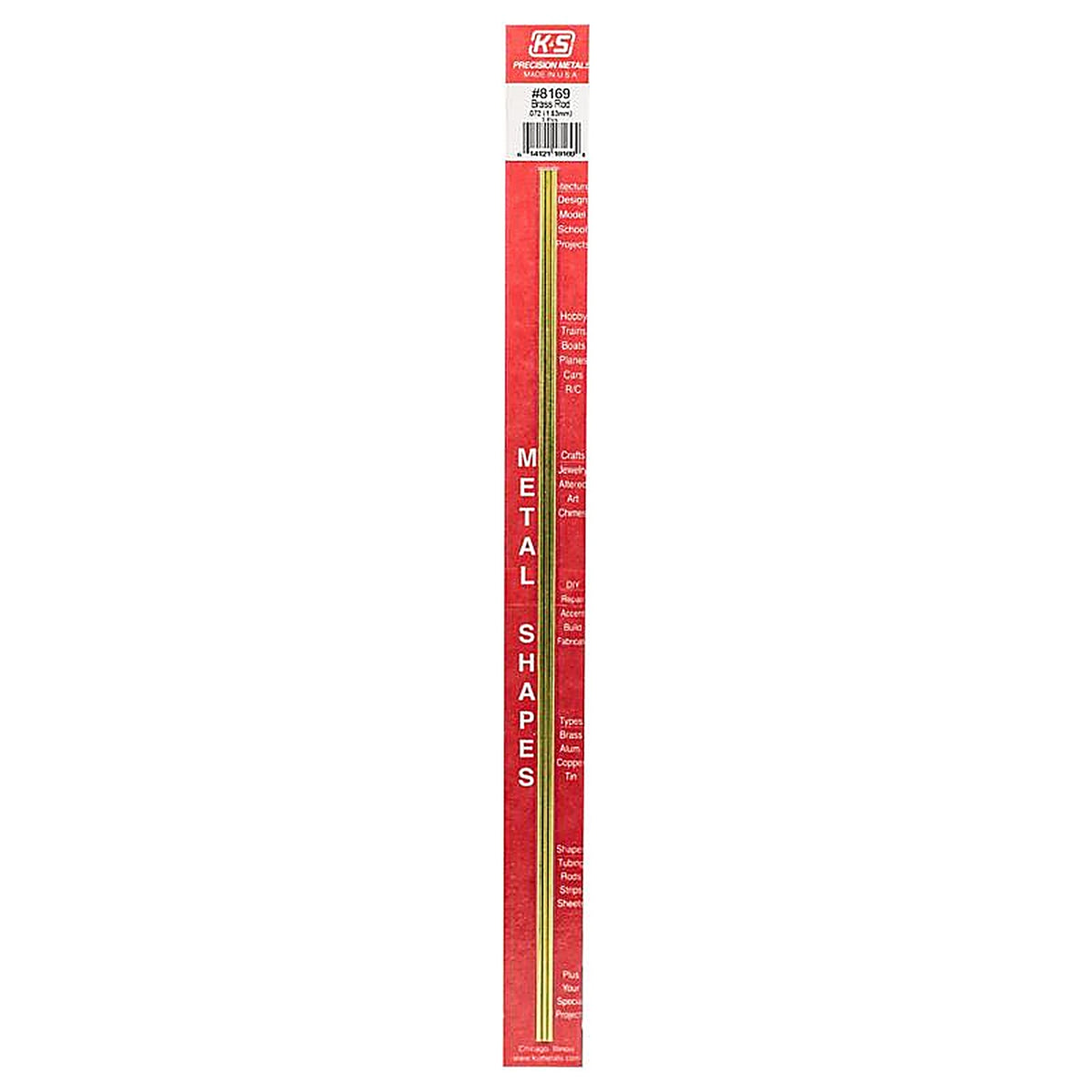 K&S - 8169 - 0.072 In. D X 12 In. L Brass Rod 3 Pack