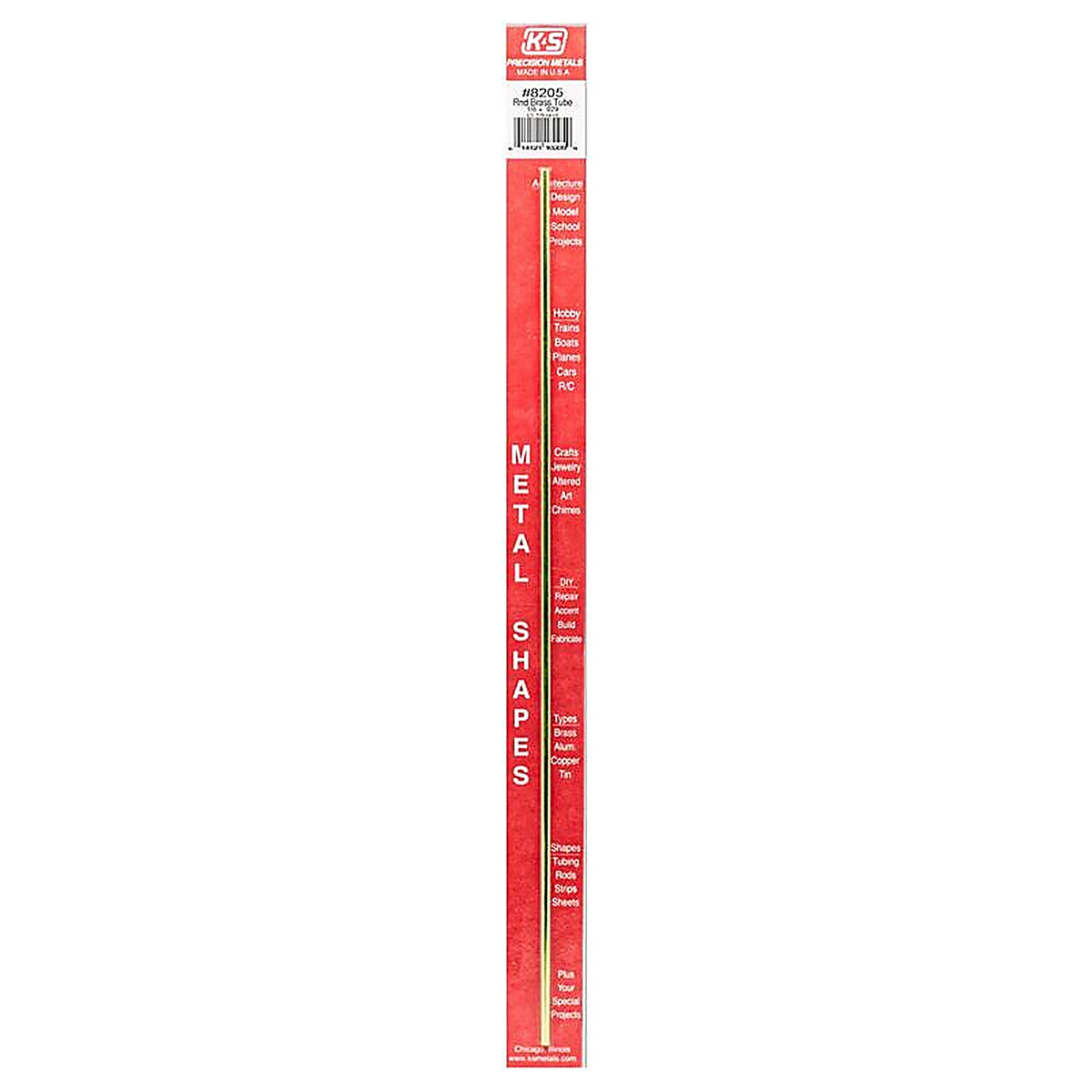 K&S - 8205 - 1/8 In. D X 12 In. L Round Brass Tube 1 Pack