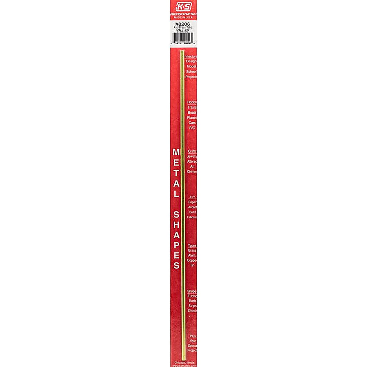 K&S - 8206 - 5/32 In. D X 12 In. L Round Brass Tube 1 Pack