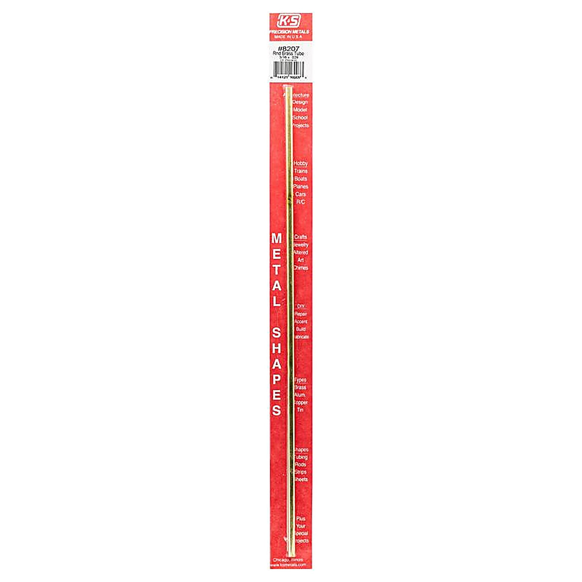 K&S - 8207 - 3/16 In. D X 12 In. L Round Brass Tube 1 Pack