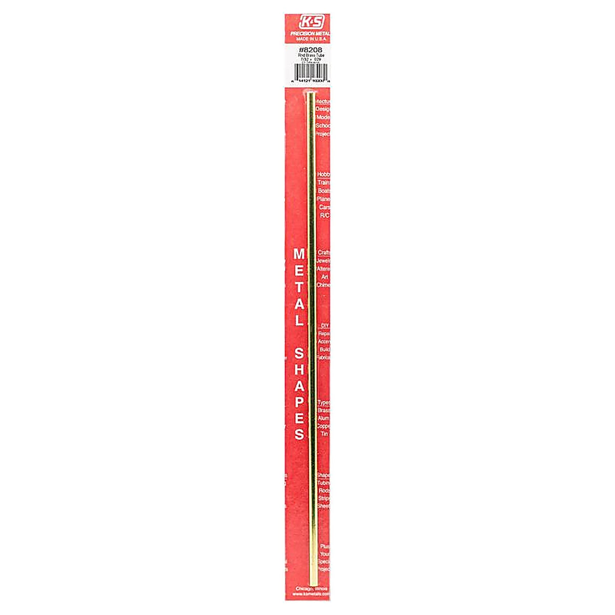 K&S - 8208 - 7/32 In. D X 12 In. L Round Brass Tube 1 Pack