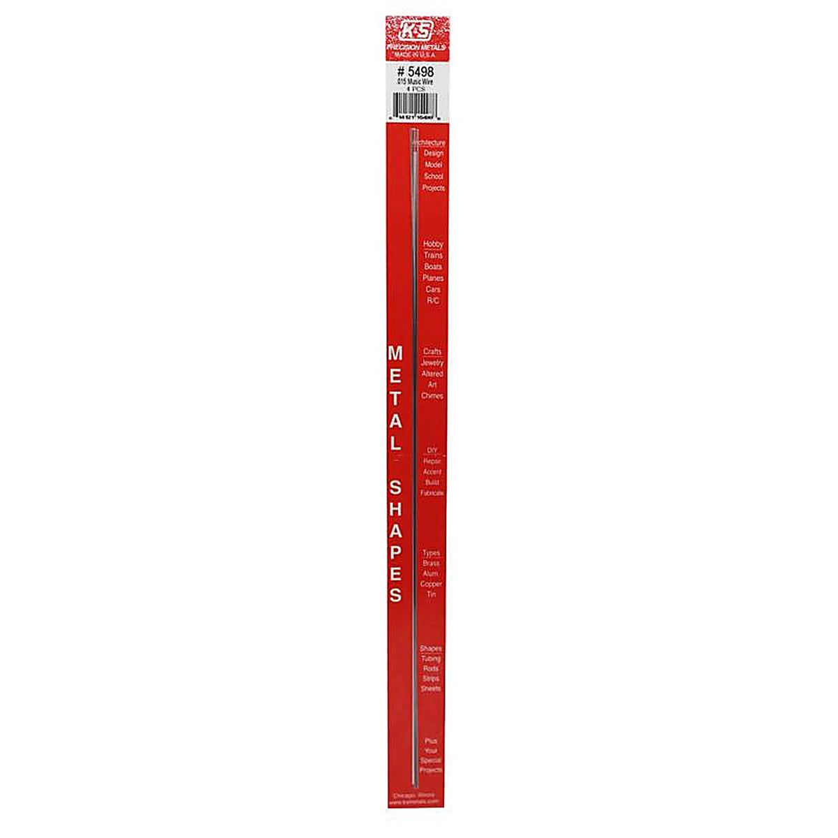 K&S - 5498 - .015 In. D X 1 Ft. L Steel 22 Ga. Music Wire