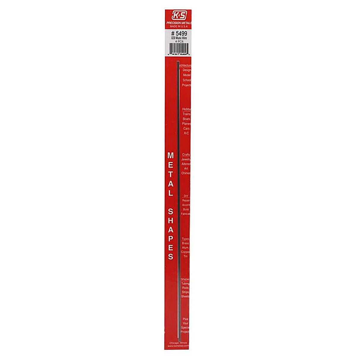 K&S - 5499 - .020 In. D X 1 Ft. L Steel 22 Ga. Music Wire