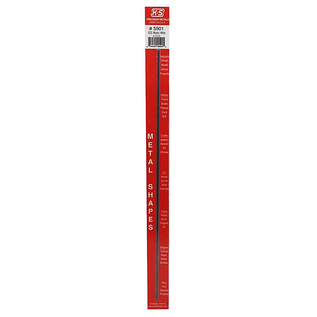 K&S - 5501 - .032 In. D X 1 Ft. L Steel 22 Ga. Music Wire