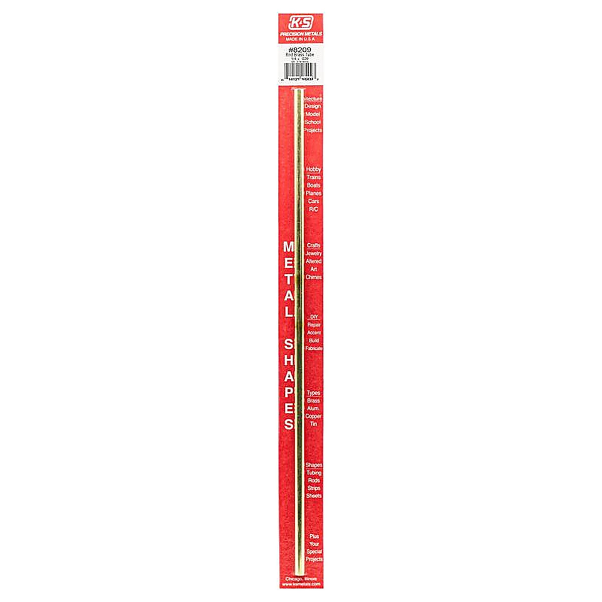 K&S - 8209 - 1/4 In. D X 12 In. L Round Brass Tube 1 Pack