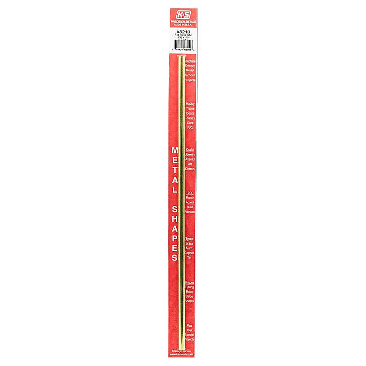 K&S - 8210 - 9/32 In. D X 12 In. L Round Brass Tube 1 Pack