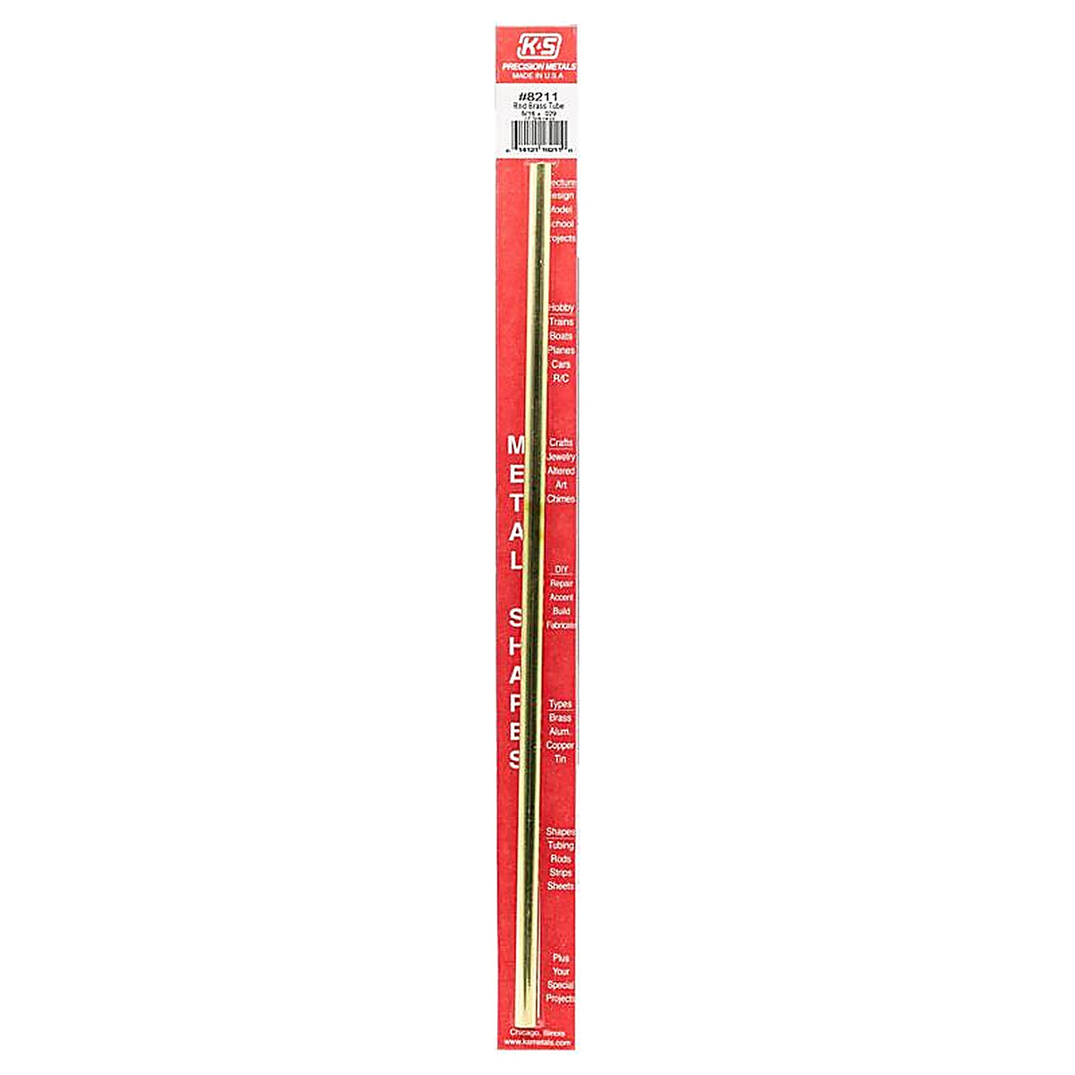 K&S - 8211 - 5/16 In. D X 12 In. L Round Brass Tube 1 Pack