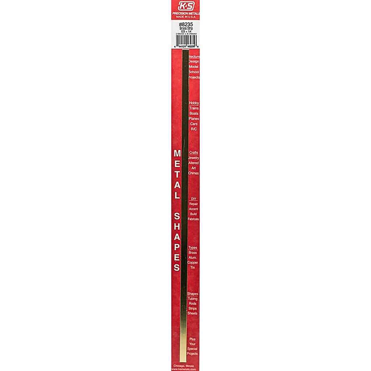 K&S - 8235 - 0.03 In. X 0.25 In. W X 12 In. L Galvanized Brass Plain Metal Strip