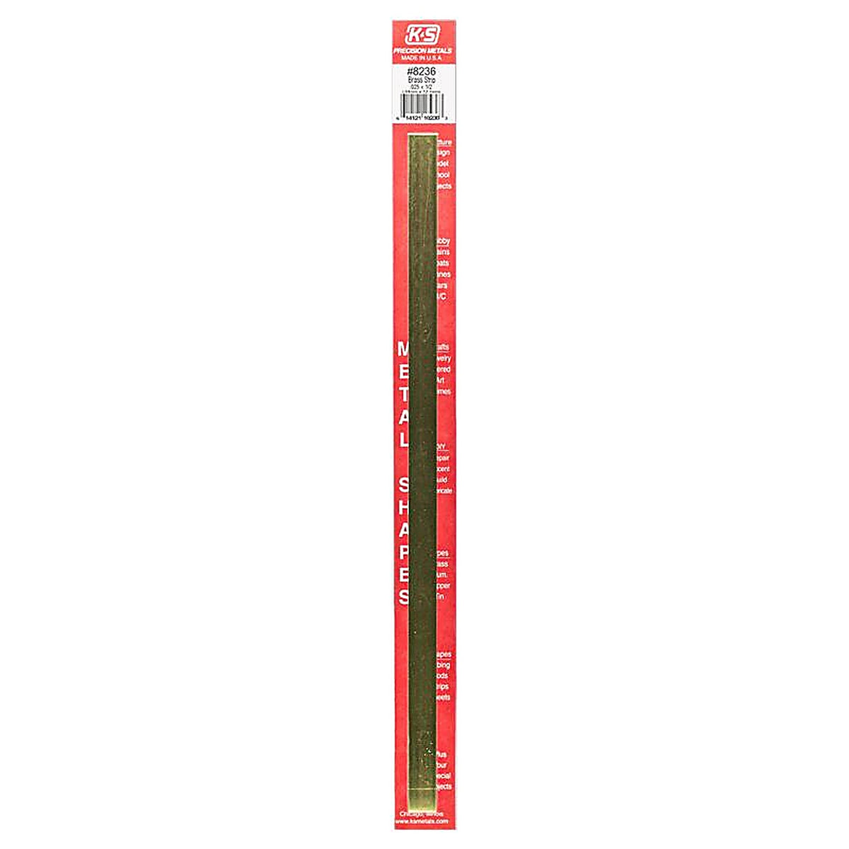 K&S - 8236 - 0.03 In. X 0.5 In. W X 12 In. L Galvanized Brass Plain Metal Strips