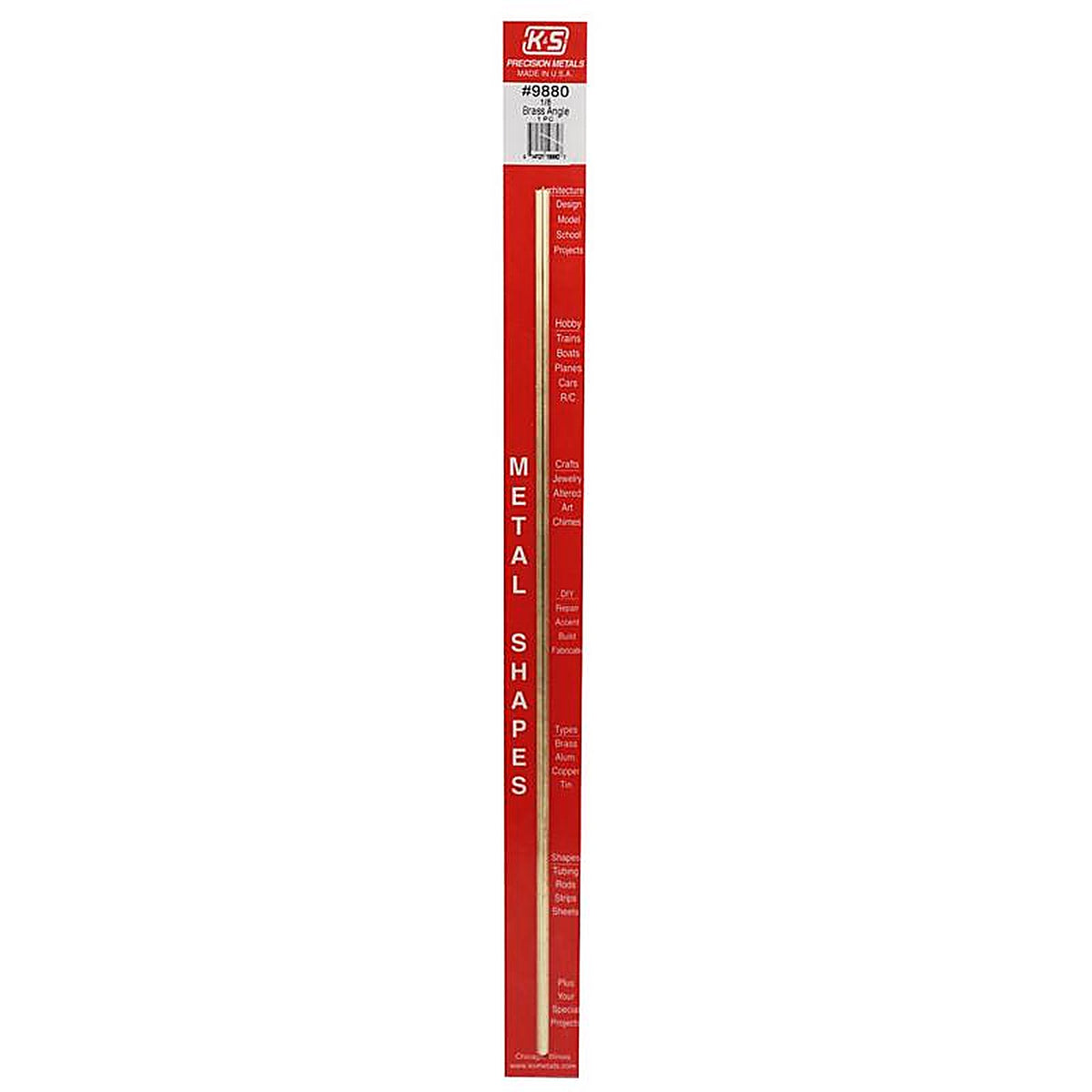 K&S - 9880 - 0.014 In. X 1/8 In. W X 12 In. L Brass Angle