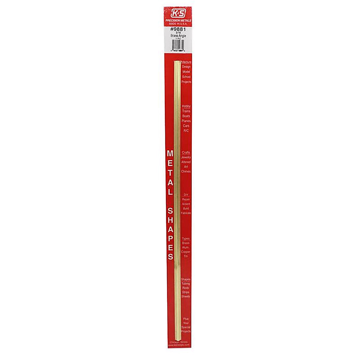 K&S - 9881 - 0.014 In. X 3/16 In. W X 12 In. L Brass Angle