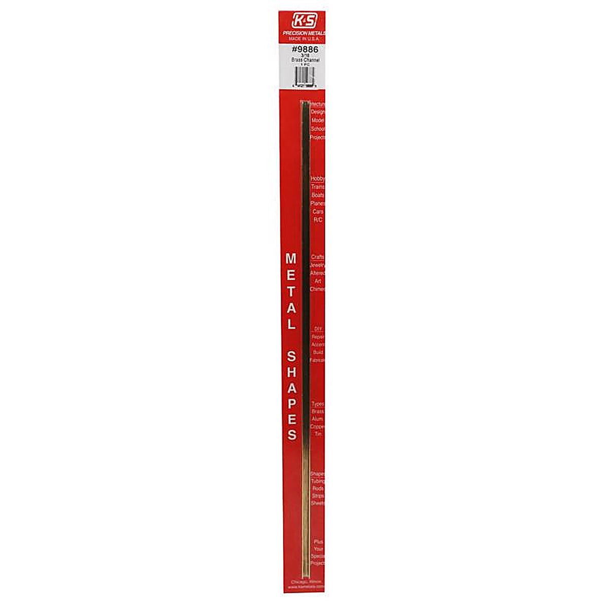 K&S - 9886 - 1/8 In. W X 12 In. L Rectangular Brass Tube 1 Pack