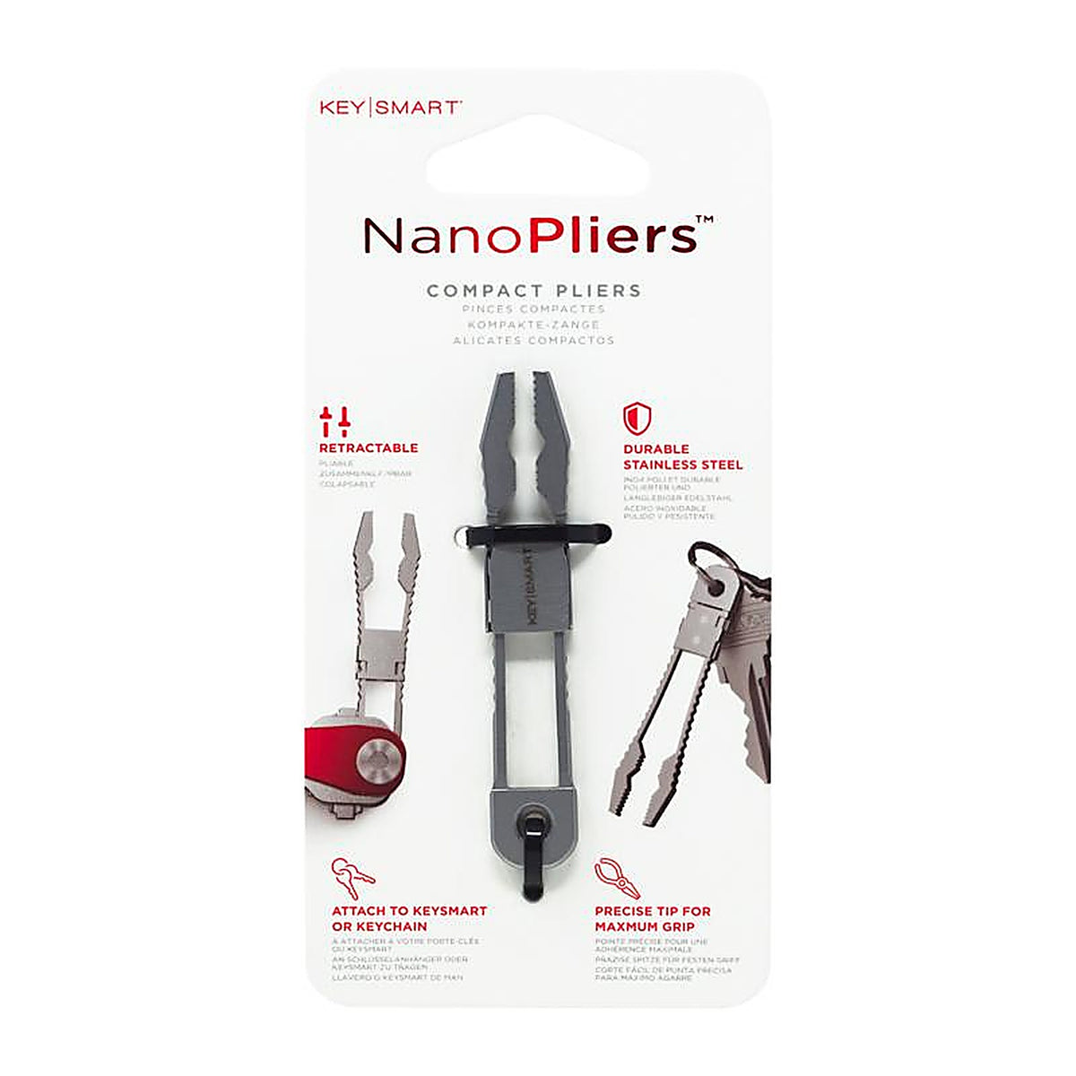 Keysmart - KS121-SS - Nano Pliers Stainless Steel Silver Compact Pliers Key Tool